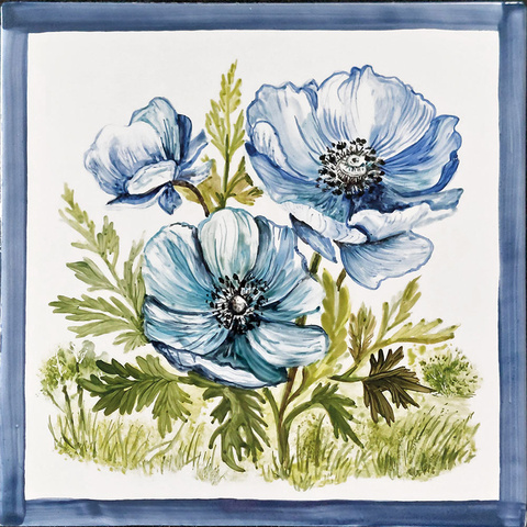 Bild: weiße und Kachel und bemalter Anemone 