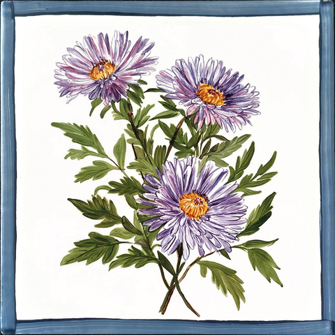 Bild: weiße und Kachel und bemalter Aster 