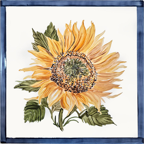 Bild: weiße und Kachel und bemalter Sonnenblume 